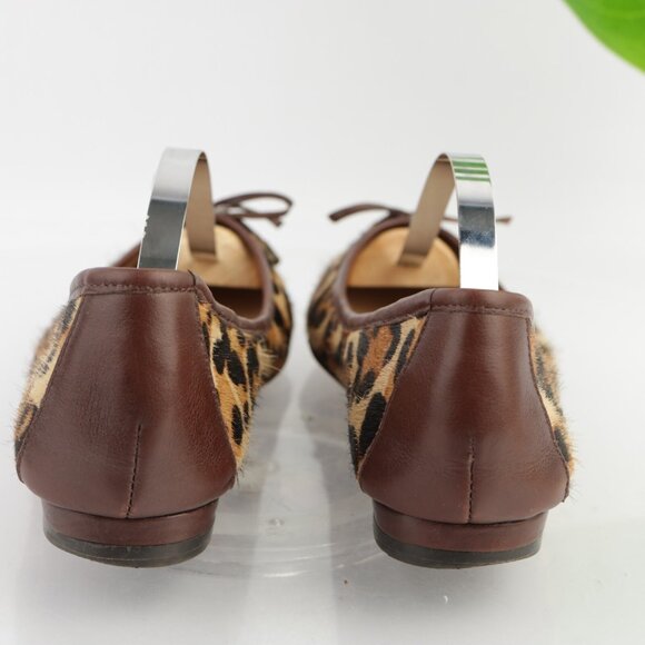 Jean-Michel Cazabat Womens Rikita Ballet Flats Size 38.5 8.5 Brown Leopard Fur - Picture 5 of 12